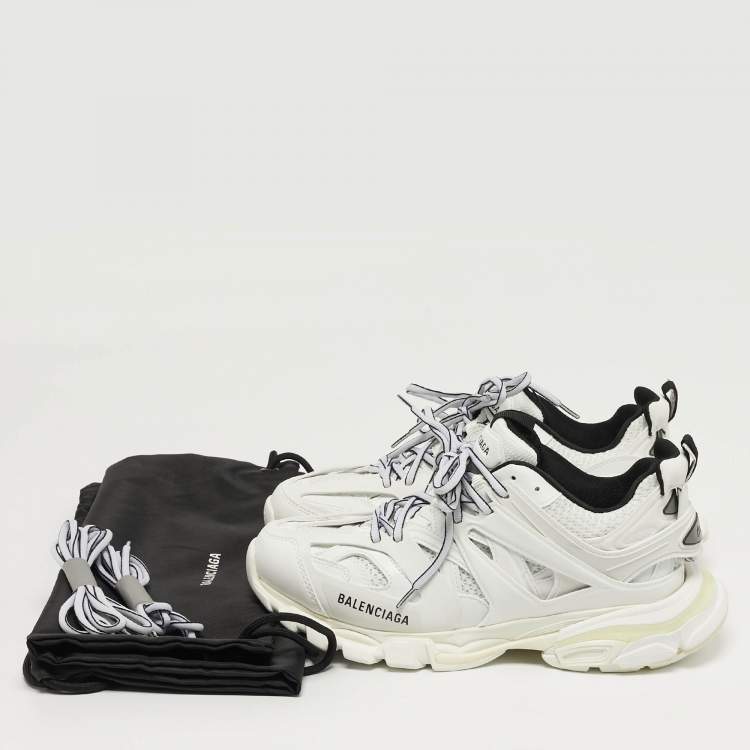 Pre Owned Balenciaga Track Size 41 White Faux Leather and Mesh Lace Up Sneakers