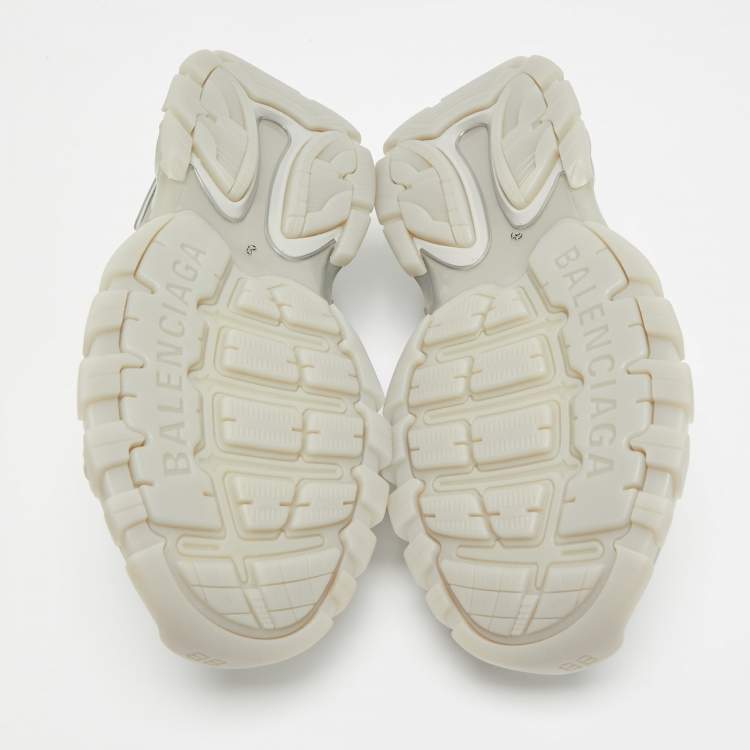 Pre Owned Balenciaga Track Size 43 Grey Faux Leather and Rubber Slingback Sandals