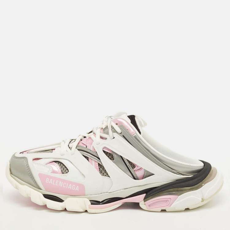 Pre Owned Balenciaga Track Size 41 Multicolor Faux Leather and Mesh Mule Sneakers