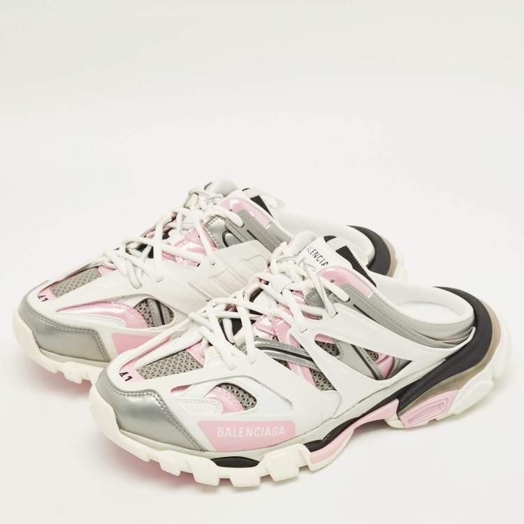 Pre Owned Balenciaga Track Size 41 Multicolor Faux Leather and Mesh Mule Sneakers