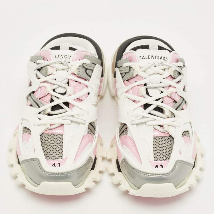 Pre Owned Balenciaga Track Size 41 Multicolor Faux Leather and Mesh Mule Sneakers