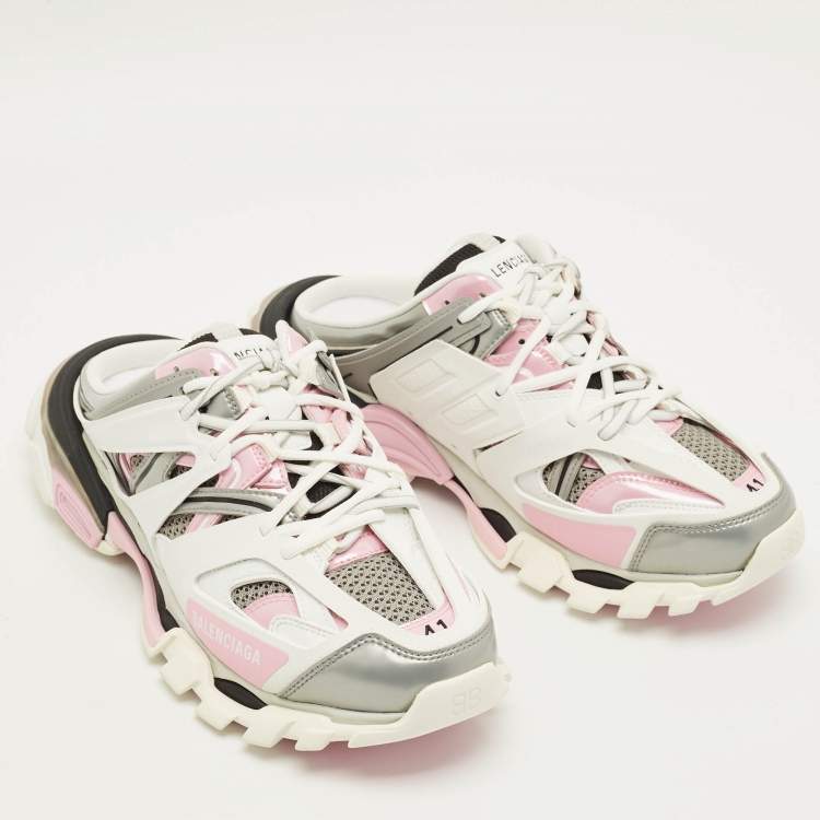 Pre Owned Balenciaga Track Size 41 Multicolor Faux Leather and Mesh Mule Sneakers