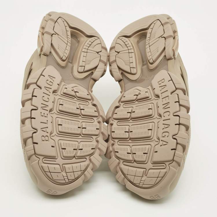 Pre Owned Balenciaga Track Size 43 Dark Beige Faux Leather Mule Sneakers