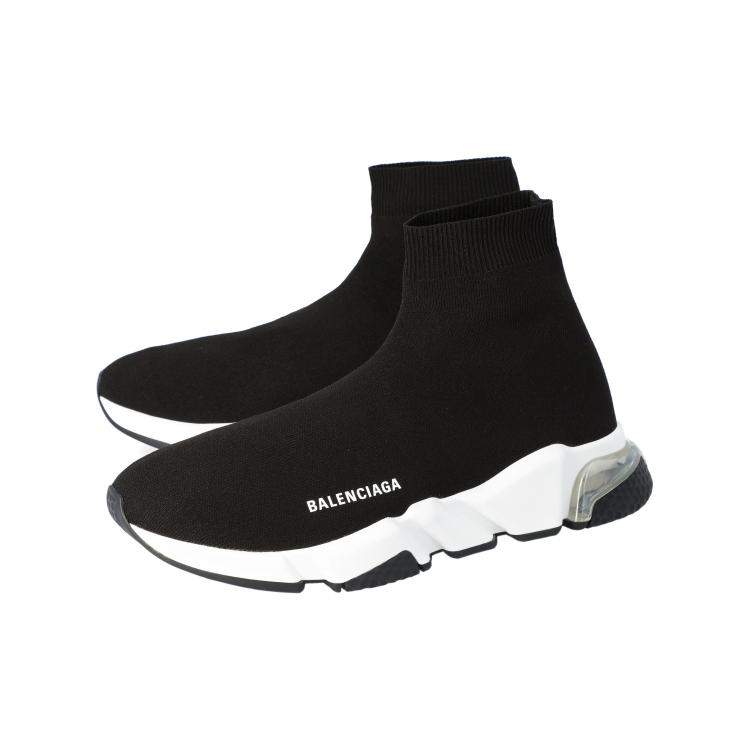 Pre Owned Balenciaga Black Knit Speed Clear Sole Sneakers Size 44