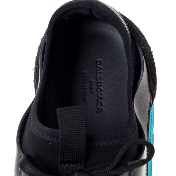 Pre Owned Balenciaga Black Mesh, Suede And Leather Race Runner Sneakers Size 46
