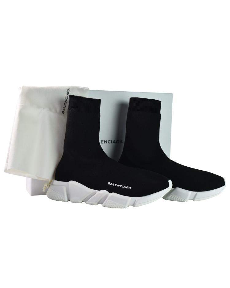 Pre Owned Balenciaga Black Stretch Tess Sneakers Size 43 