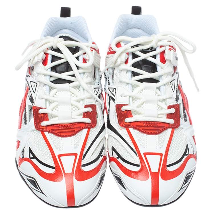 Pre Owned Balenciaga Tricolor Faux Leather And Mesh Drive Low Top Sneakers Size 38