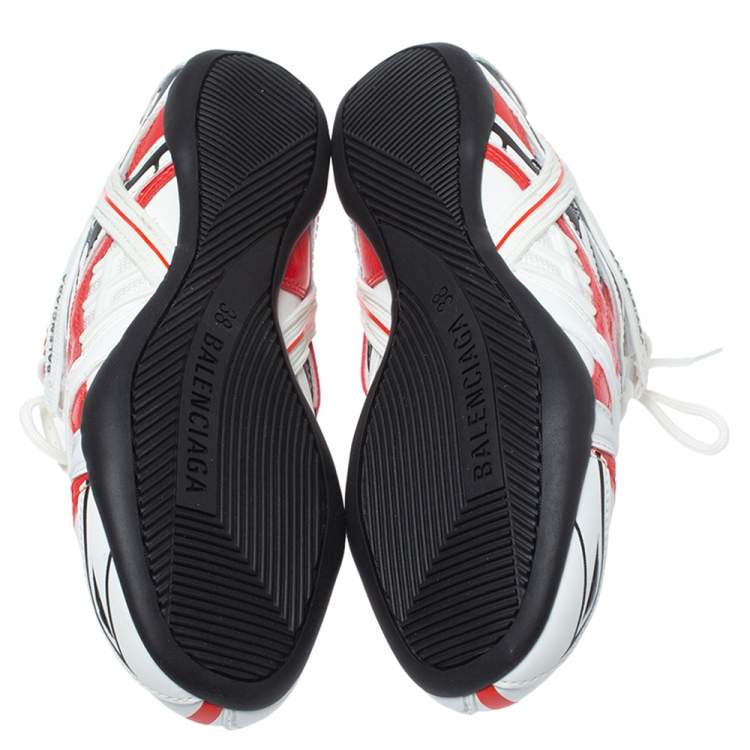 Pre Owned Balenciaga Tricolor Faux Leather And Mesh Drive Low Top Sneakers Size 38