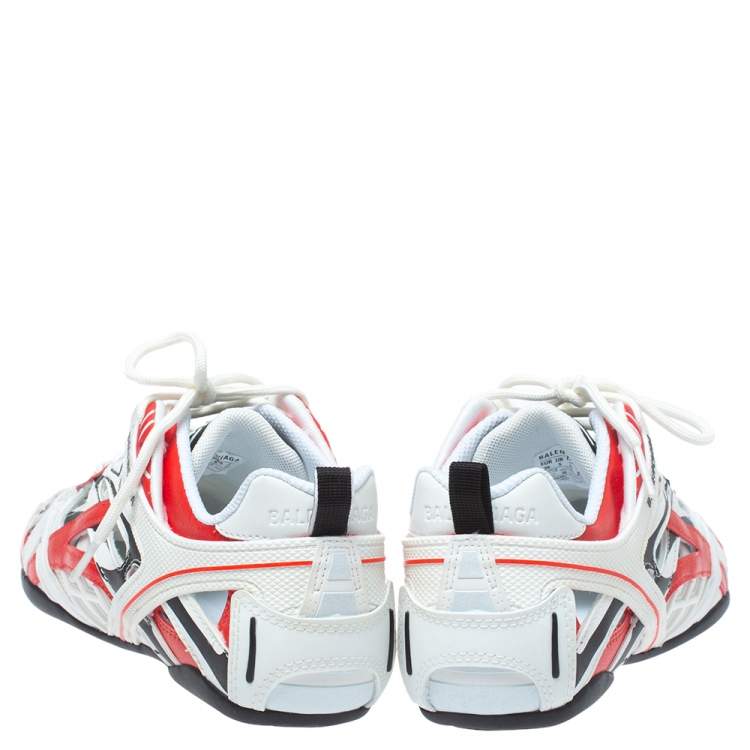 Pre Owned Balenciaga Tricolor Faux Leather And Mesh Drive Low Top Sneakers Size 38