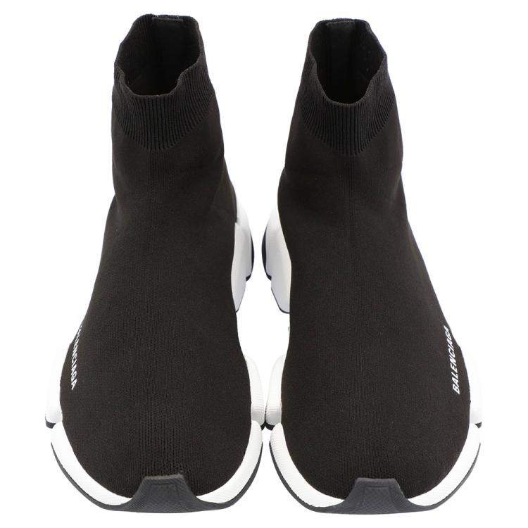Pre Owned Balenciaga Speed 2.0 Black/White Trainers Size EU 40