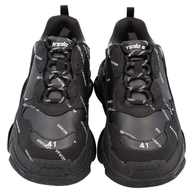 مملوكة مسبقًا Balenciaga Black/White Triple S Sneakers Size EU 41