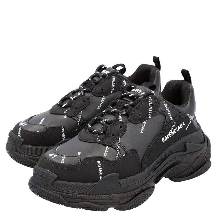 مملوكة مسبقًا Balenciaga Black/White Triple S Sneakers Size EU 41
