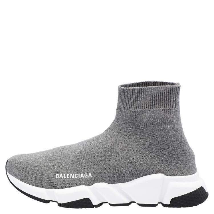 Balenciaga Speed Sock Trainer Grey Allover Logo Black White Runner Sneakers  41  eBay