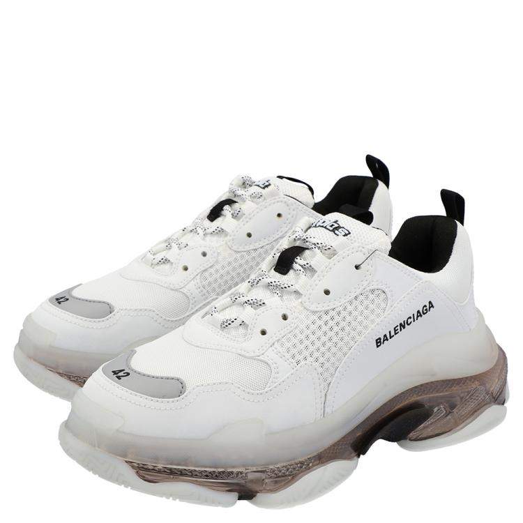 مملوكة مسبقًا Balenciaga White Triple S Clear Sole Sneakers Size 42