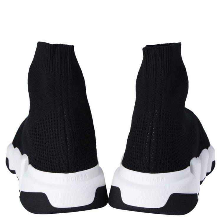Pre Owned Balenciaga Black Knit Fabric Speed Trainer Lace Up Sneakers Size 43