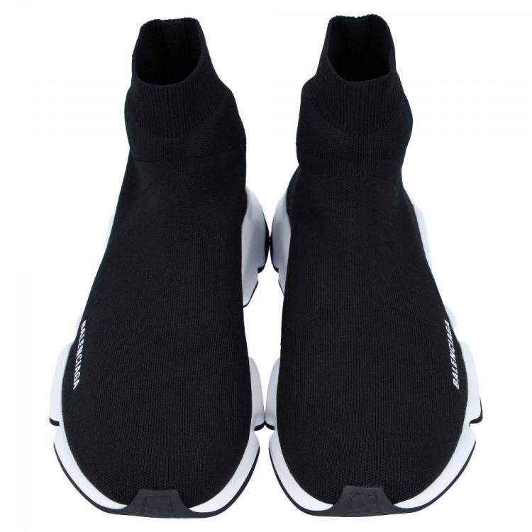 Pre Owned Balenciaga Black Knit Speed Sneakers Size EU 43