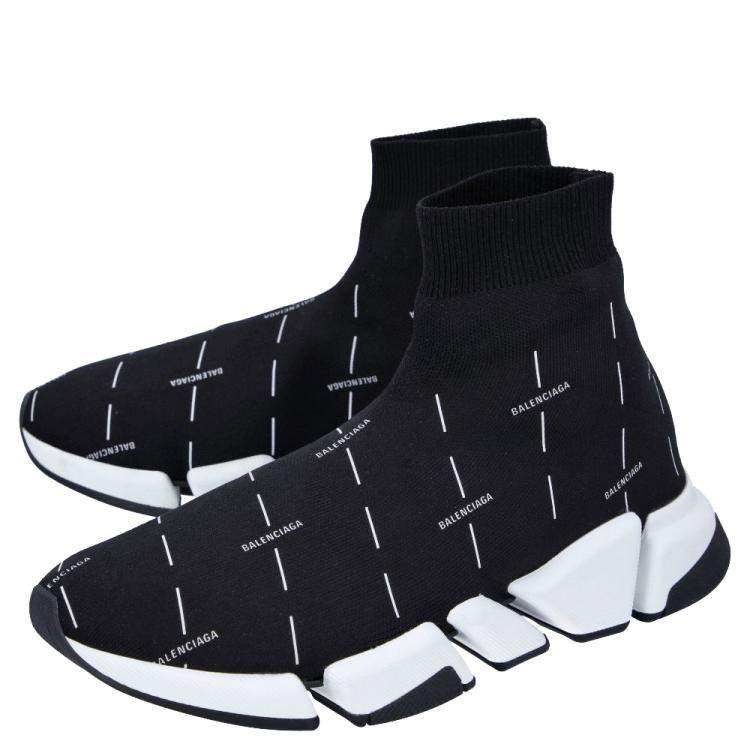Pre Owned Balenciaga Black Speed 2.0 logo-print Sneakers Size EU 41