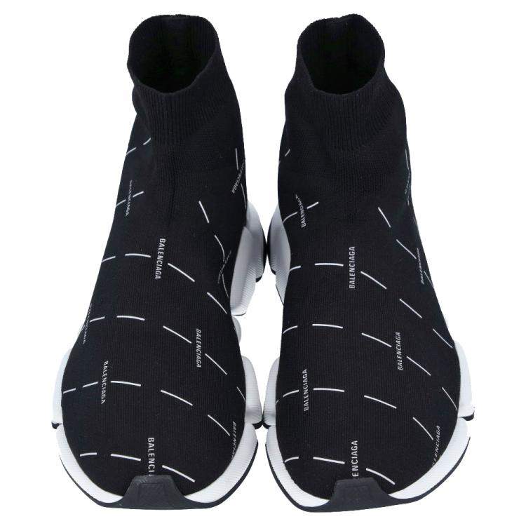 Pre Owned Balenciaga Black Speed 2.0 logo-print Sneakers Size EU 41