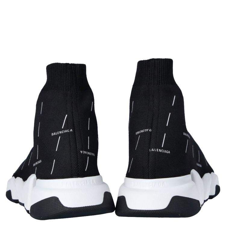 Pre Owned Balenciaga Black Speed 2.0 logo-print Sneakers Size EU 44