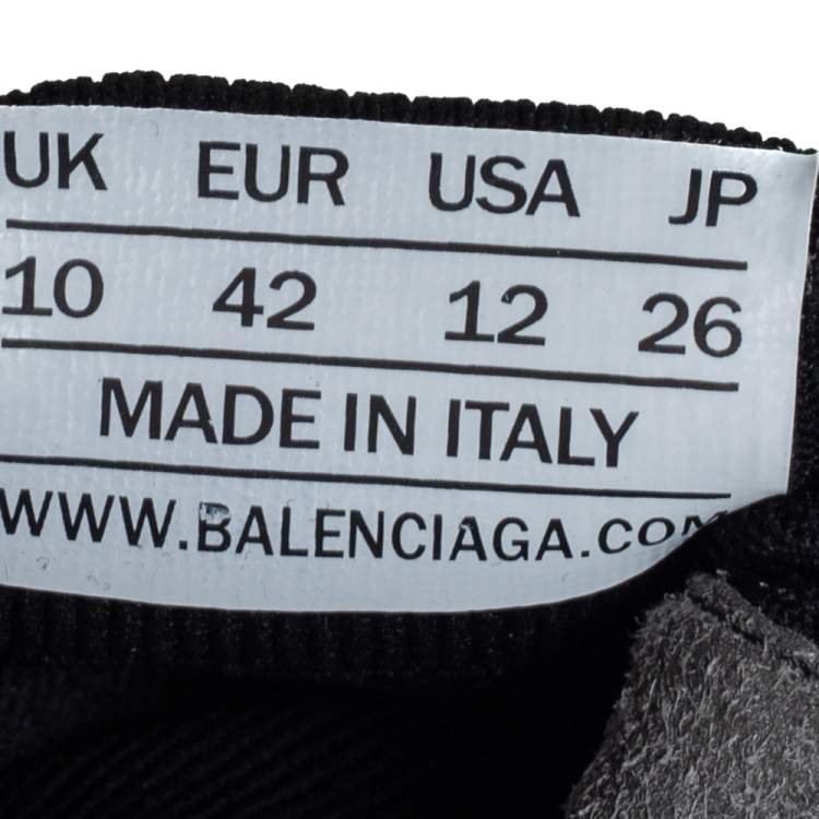 Pre Owned Balenciaga Black Knit Fabric Speed Trainer High Top Sneakers Size 42