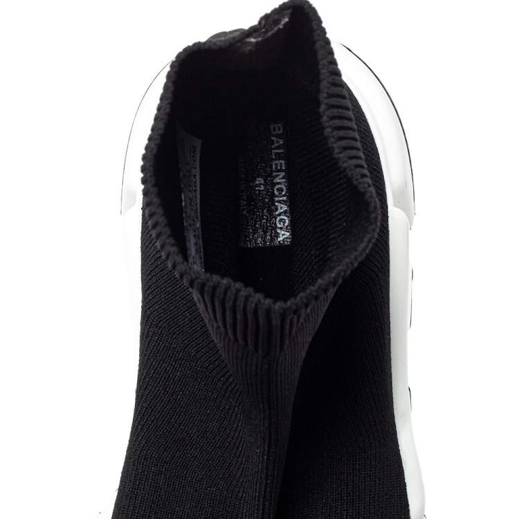 Pre Owned Balenciaga Black Knit Fabric Speed Trainer Sock High Top Sneakers Size 41