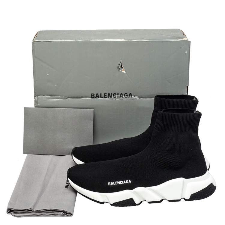 Pre Owned Balenciaga Black Knit Fabric Speed Trainer Sock High Top Sneakers Size 41