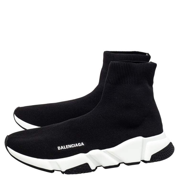 Pre Owned Balenciaga Black Knit Fabric Speed Trainer Sock High Top Sneakers Size 41