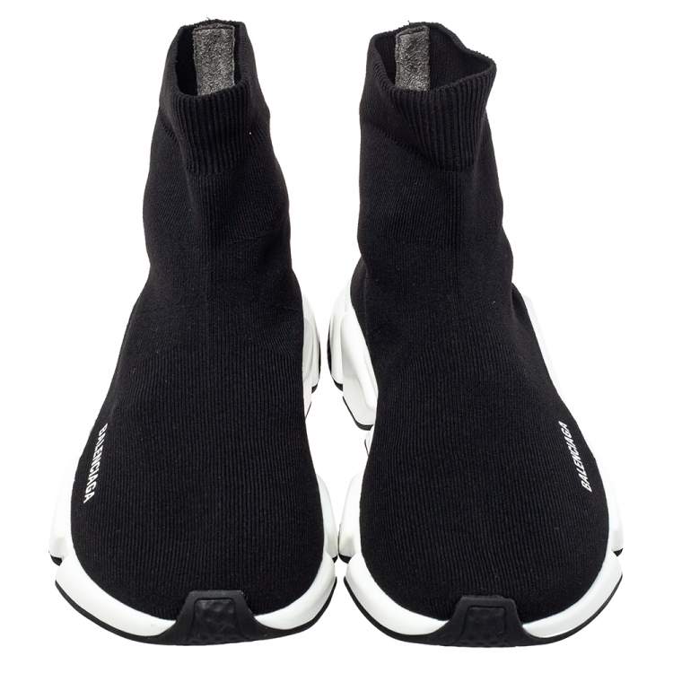 Pre Owned Balenciaga Black Knit Fabric Speed Trainer Sock High Top Sneakers Size 41