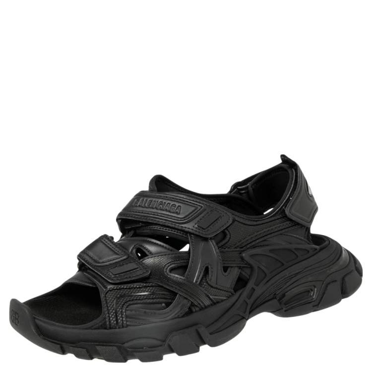 Balenciaga Black Rubber And Leather Track Sandals Size 41