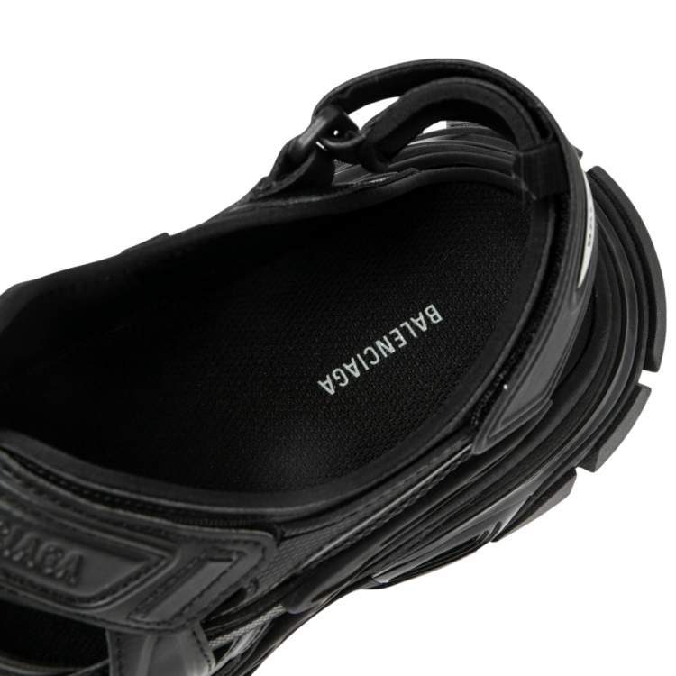 Pre Owned Balenciaga Black Rubber And Leather Track Sandals Size 41