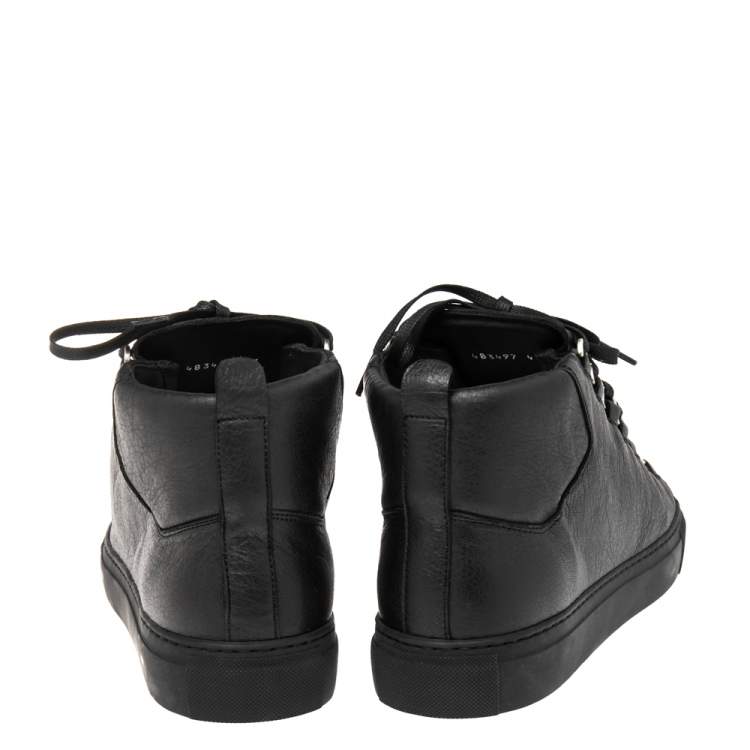Pre Owned Balenciaga Black Leather Arena High Top Sneakers Size 43