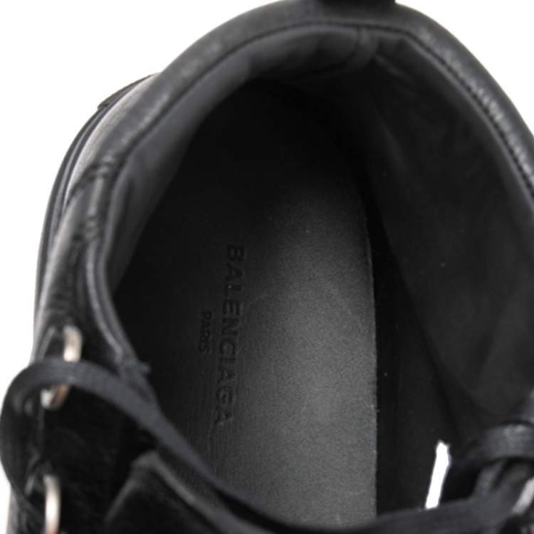 Pre Owned Balenciaga Black Leather Arena High Top Sneakers Size 43