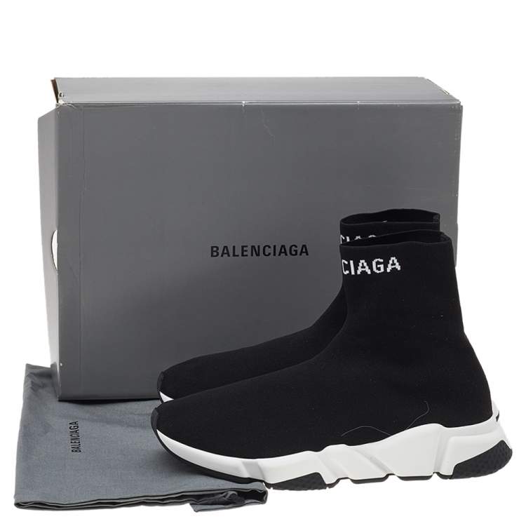 Pre Owned Balenciaga Black Stretch Knit Speed Trainer Sneakers Size 42