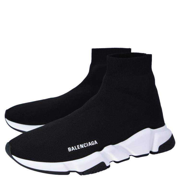 مملوكة مسبقًا Balenciaga Black/White Men's Speed Recycled Sneaker EU 43