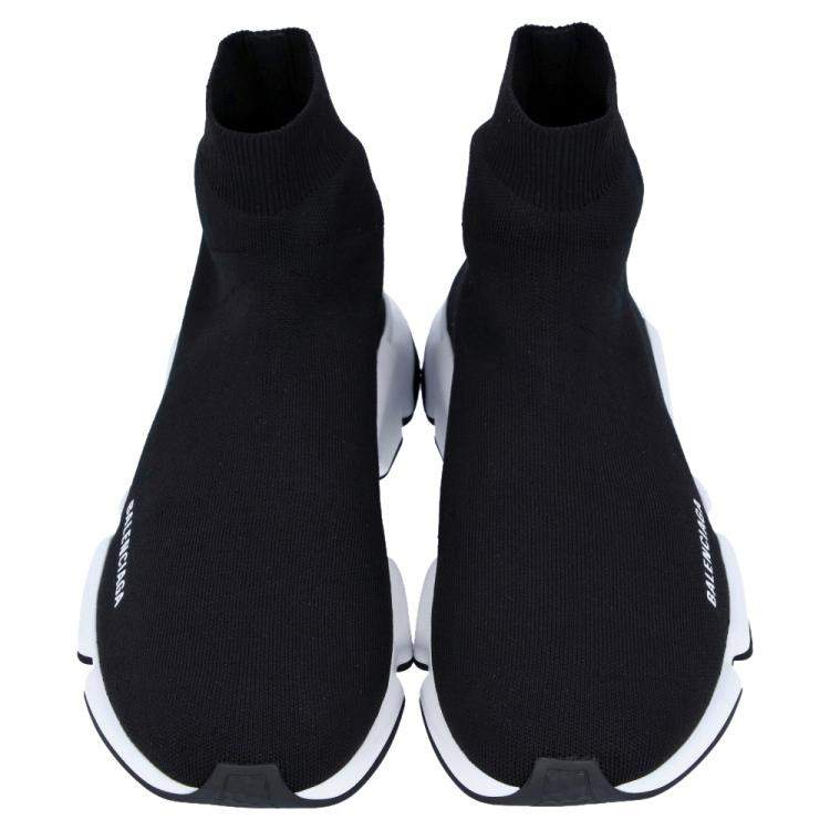 مملوكة مسبقًا Balenciaga Black/White Men's Speed Recycled Sneaker EU 43