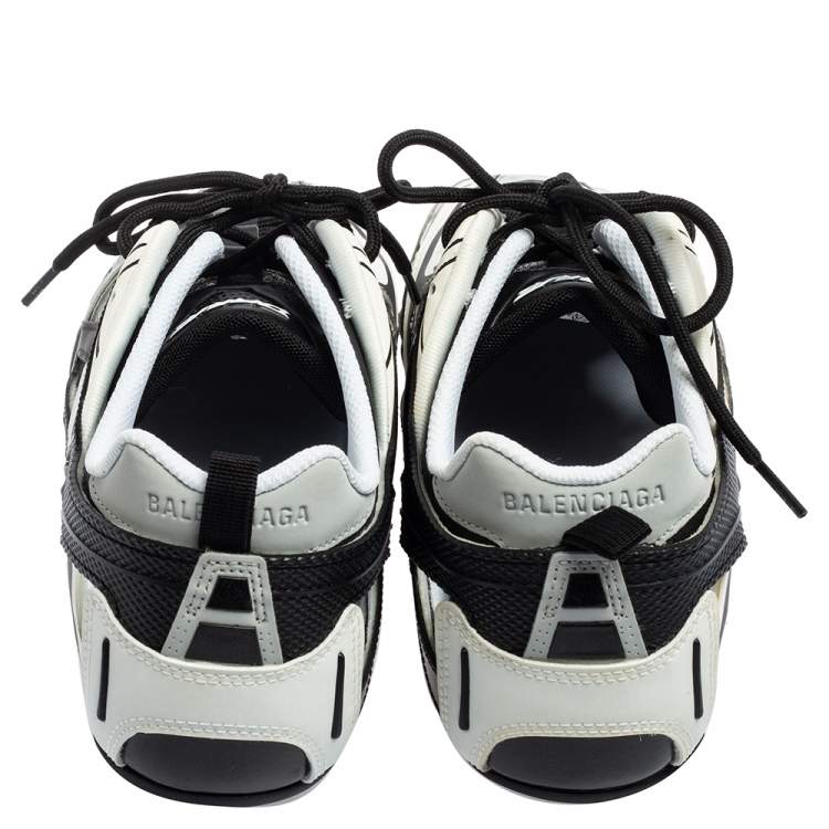 مملوكة مسبقًا Balenciaga Black/White Leather And Mesh Drive Sneakers Size 45