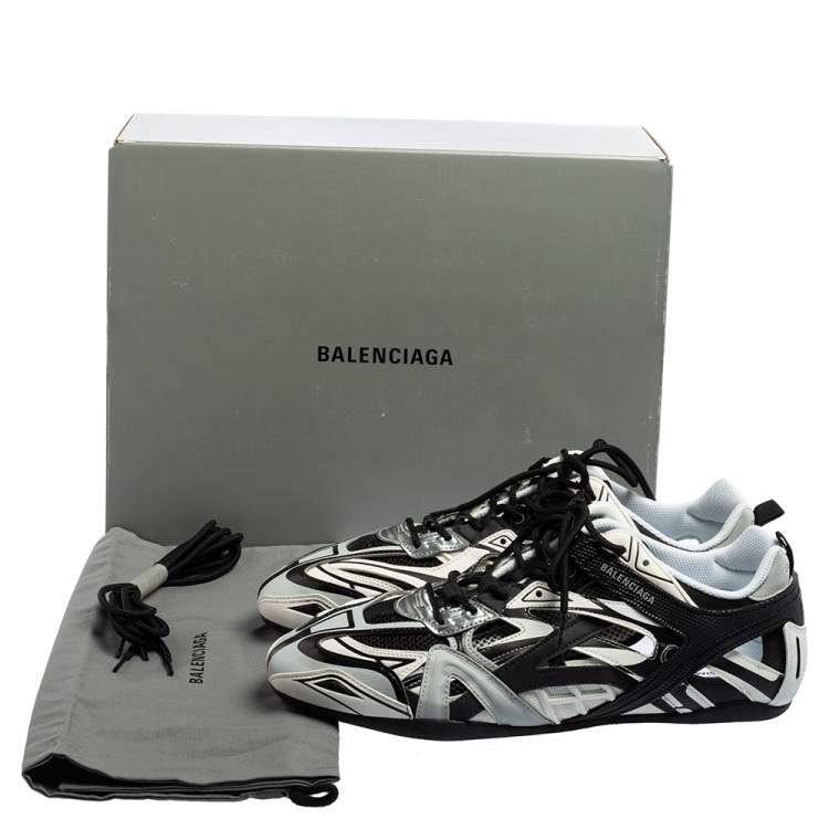 مملوكة مسبقًا Balenciaga Black/White Leather And Mesh Drive Sneakers Size 45