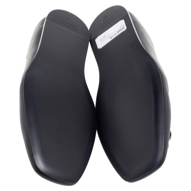 Pre Owned Balenciaga Black Leather BB Slip On Loafers Size 43