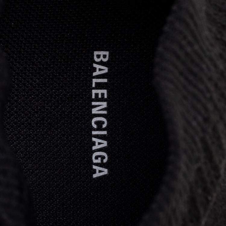 Pre Owned Balenciaga Black Knit Fabric Speed Trainer Lace-Up Sneakers Size 45