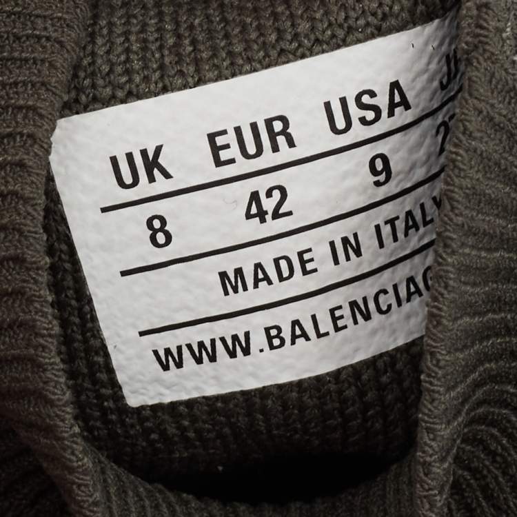 مملوكة مسبقًا Balenciaga Green Knit Fabric Speed Trainers High Top Sneakers Size 42  