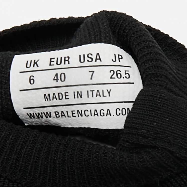 Pre Owned Balenciaga Black Knit Fabric Speed Trainer High Top Sneakers Size 40