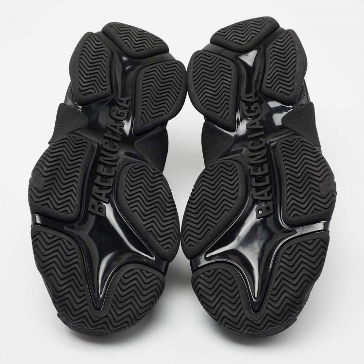 مملوكة مسبقًا Balenciaga Black Leather, Mesh Triple S Sneakers Size 40 