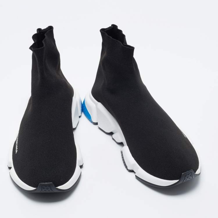 Pre Owned Balenciaga Black Knit Fabric Speed Trainers Sneakers Size 45