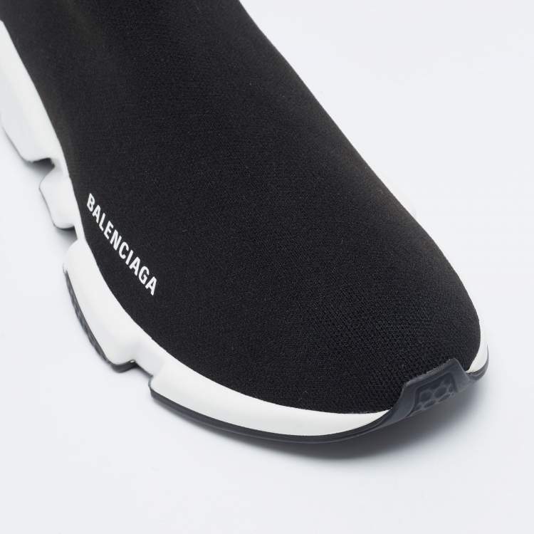 Pre Owned Balenciaga Black Knit Fabric Speed Trainers Sneakers Size 45