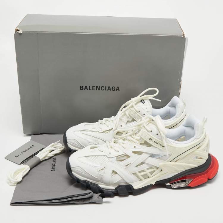 Pre Owned Balenciaga White Leather and Mesh Track 2 Sneakers Size 45