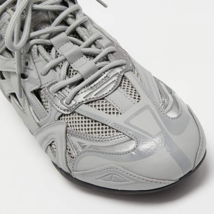 Pre Owned Balenciaga Grey Mesh and Leather Track Sneakers Size 43