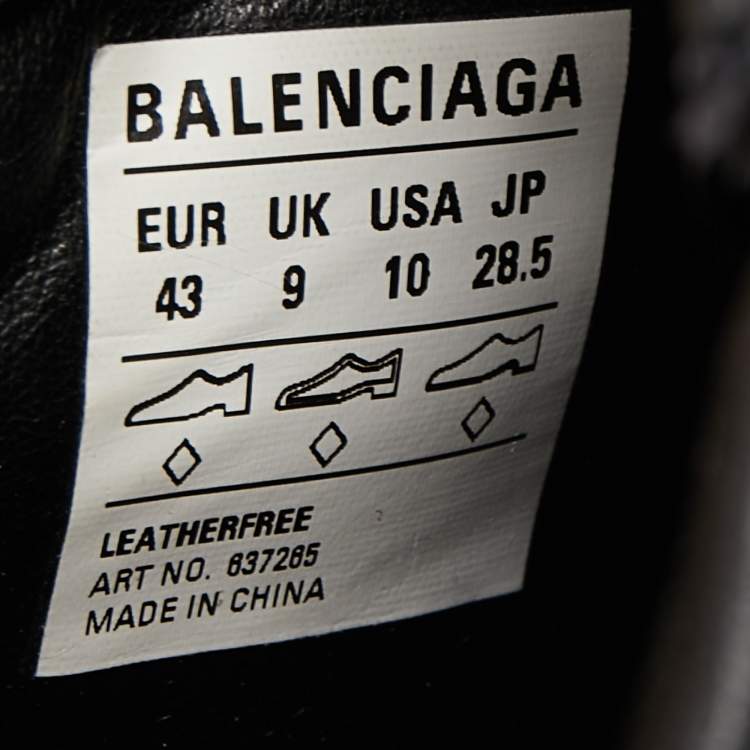 Pre Owned Balenciaga Black Faux Leather Soccer Low Top Sneakers Size 43 