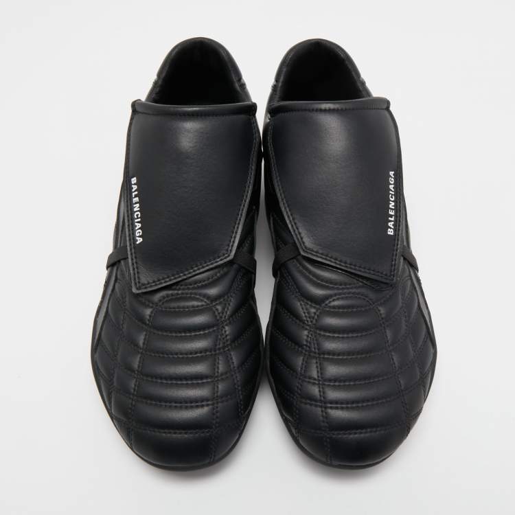 Pre Owned Balenciaga Black Faux Leather Soccer Low Top Sneakers Size 43 