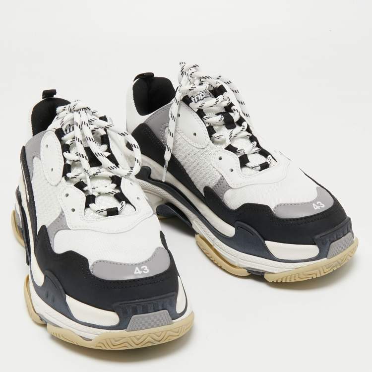 Pre Owned Balenciaga  Multicolor Mesh and Leather Triple S Sneakers Size 43