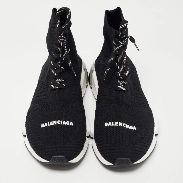 مملوكة مسبقًا Balenciaga Black Knit Fabric Speed 2.0 High Top Sneakers Size 41